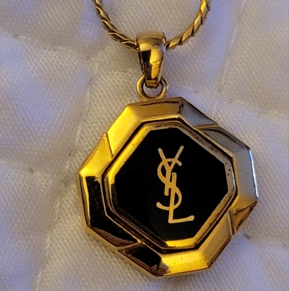 YSL Gold and Black Pendant Necklace/ Adjustable - Picture 1 of 5
